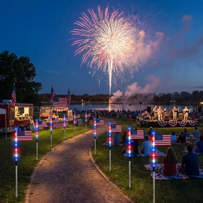 🔥MADE IN USA-8-Piece Flag Light Set🔥 – 4th of July Decorations with 8 Lighting Modes