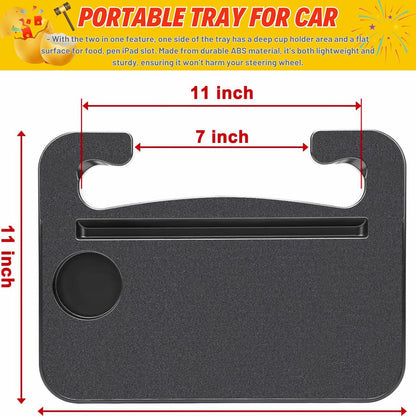 🚗 2-in-1 Car Desk Tray – Steering Wheel Workstation + Side Seat Storage Pocket
