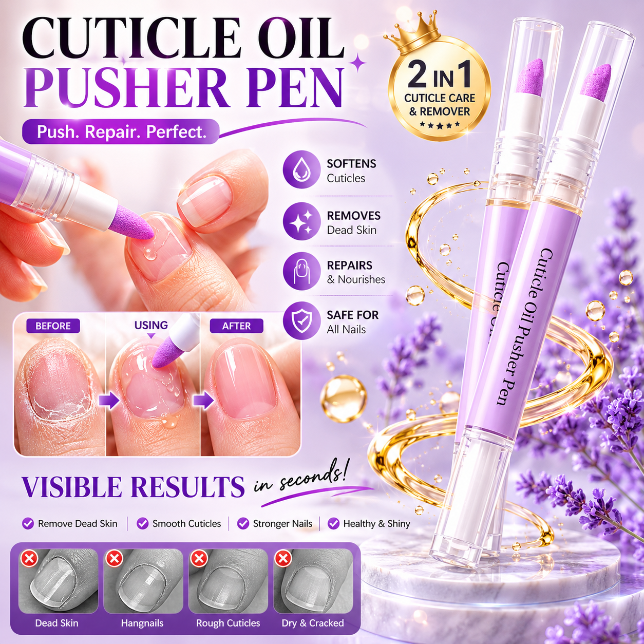 🔥Buy 1 Get 1 Free🖊️Cuticle Oil Nail Pusher Pen