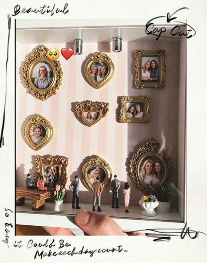 DIY Mini Museum Shadow Box Kit - Customizable 3D Memory Display Frame with LED Lights, Mini Frames & Figurines for Wedding, Graduation & Gifts