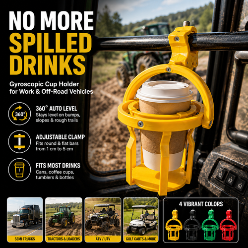 🥤Gyroscopic Anti-Spill Cup Holder | Clamp-On Auto-Level Drink Holder