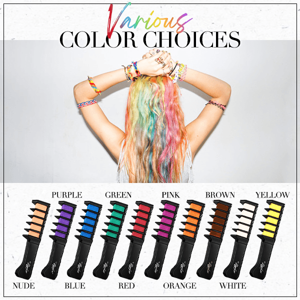 🌈HOT SALE 50% OFF – 10 Color Hair Chalk Comb Set | Instant Rainbow Hair Without Damage