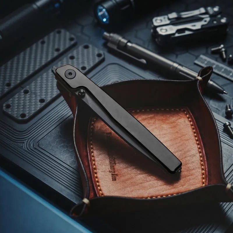 🔥Last Day Sale 50% OFF🎉Lanky Liner Lock Front Flipper Knife Black Aluminum Handle
