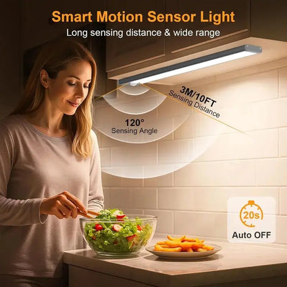 Rechargeable Under Cabinet Lights with Remote, Motion Sensor Closet Light, 3 Color Temps Dimmable Magnetic Night Light
