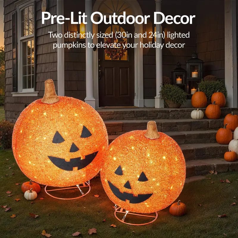⚡Hot Sales 49% OFF🔥2pc Lighted Pop-Up Outdoor Pumpkin Set