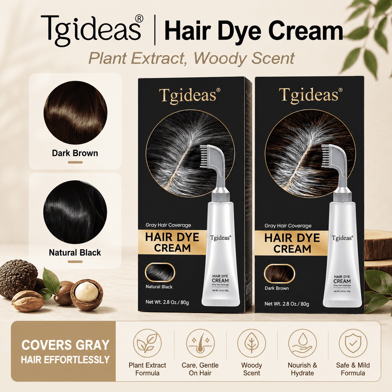 ✨ Hair Dye Cream Comb – Easy Gray Root Touch Up Hair Color Kit