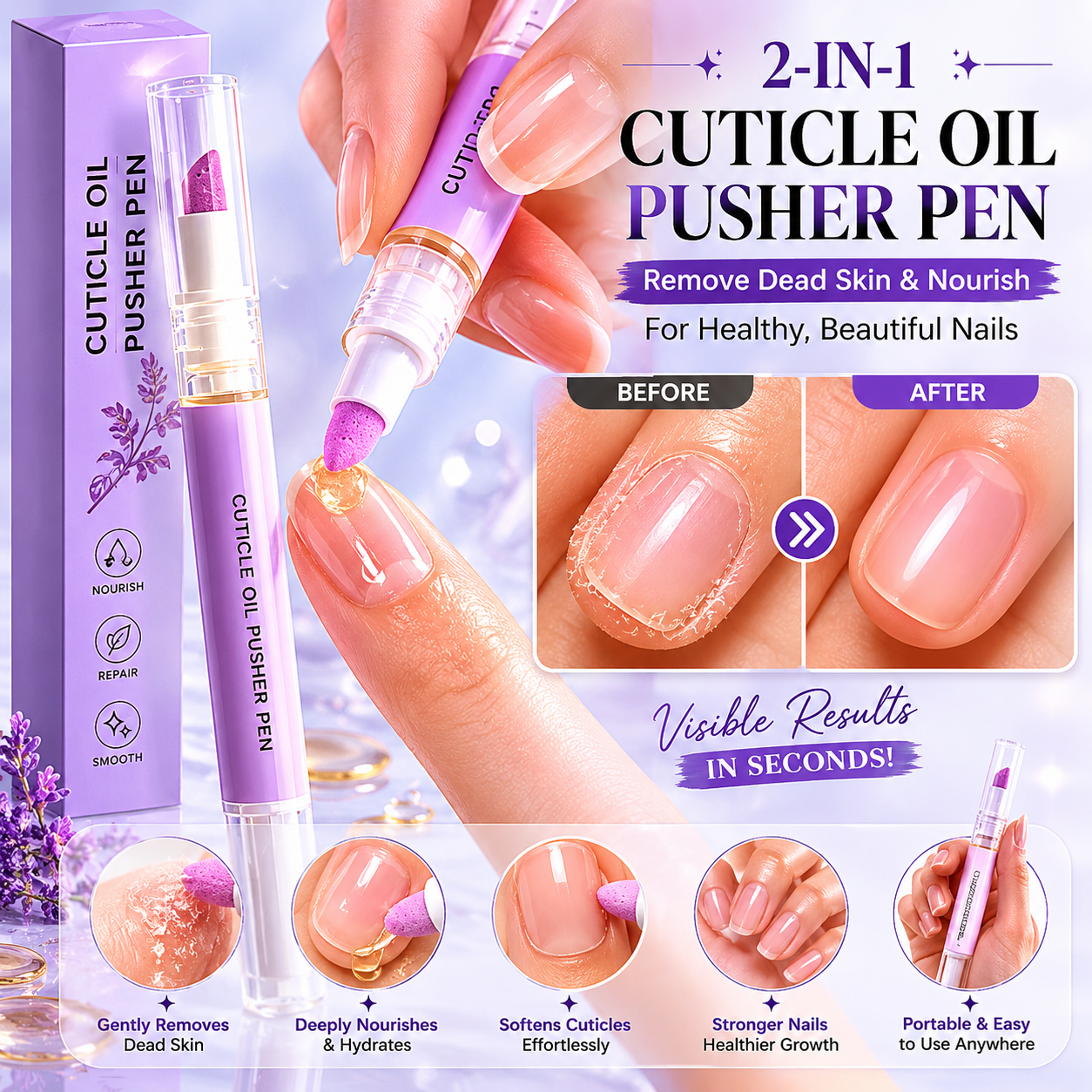 🔥Buy 1 Get 1 Free🖊️Cuticle Oil Nail Pusher Pen