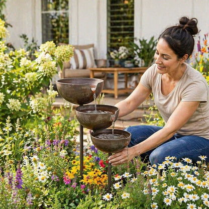 🔥50% OFF🔥 Bring Wildlife to Your Garden with this Cascading Bird Bath! 🐦