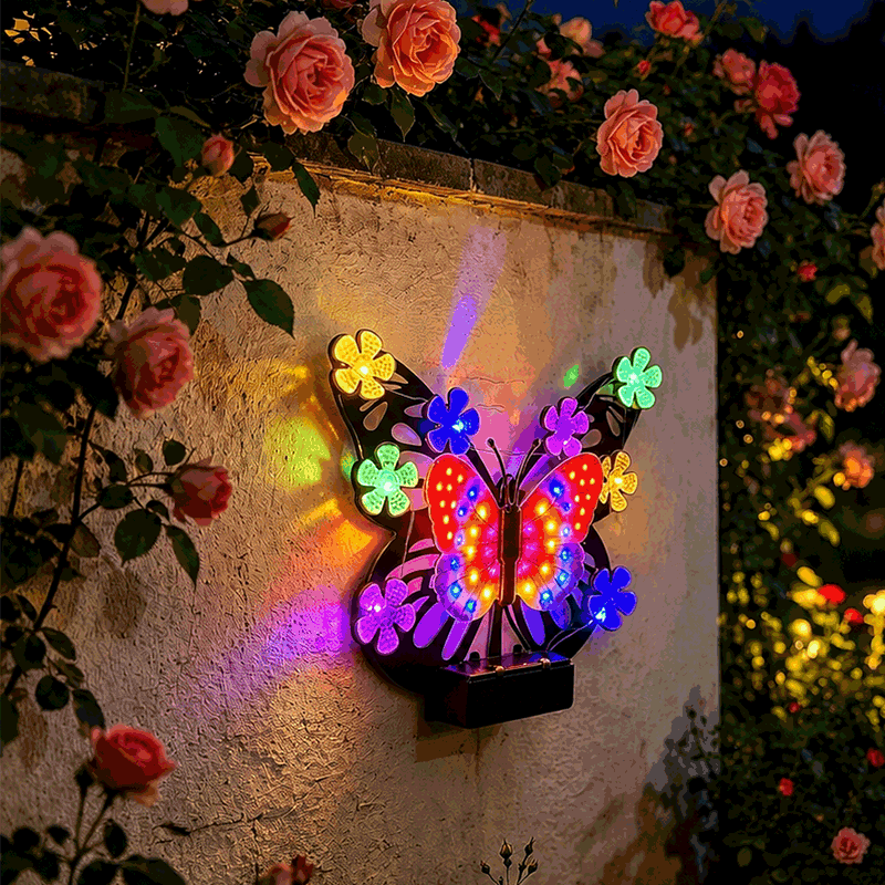 🦋 Solar-Powered Butterfly Wall Light | Outdoor Waterproof Garden Decor