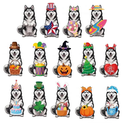 Cute Animal Wooden Sign – Interchangeable Magnetic Hats & Seasonal Decor