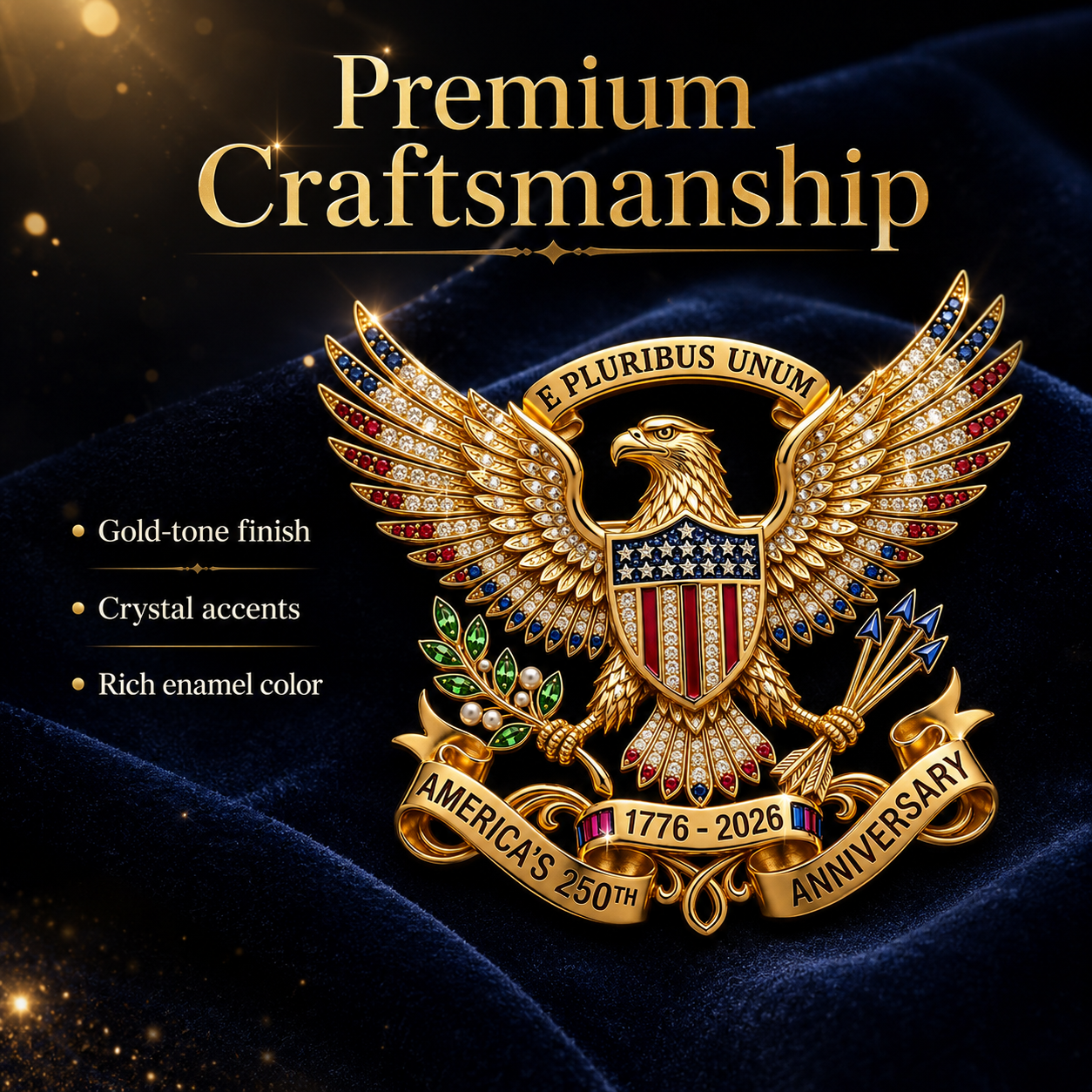 🎉 1776–2026 Patriotic Eagle Brooch - America 250th Anniversary Gift