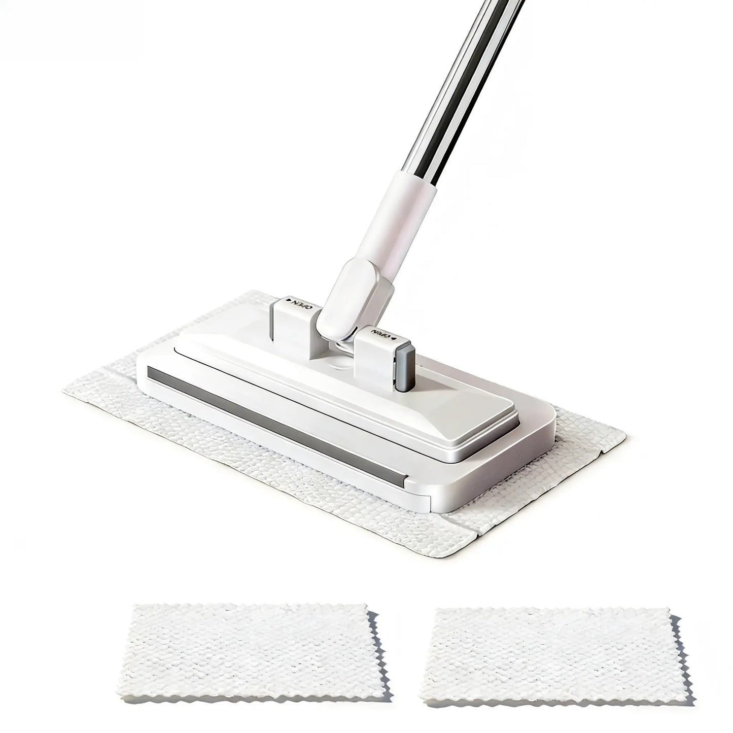 Hands-Free Floor Mop with Clamp, Dry Wet Use Dust Mop for Hardwood & Tile, Flat Mop System, No Wash Mop