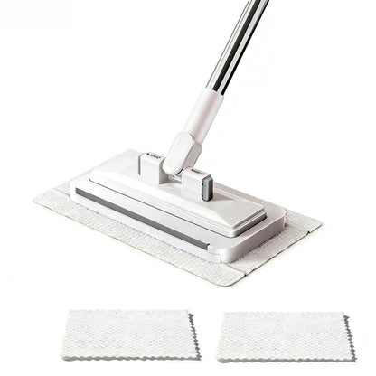 Hands-Free Floor Mop with Clamp, Dry Wet Use Dust Mop for Hardwood & Tile, Flat Mop System, No Wash Mop