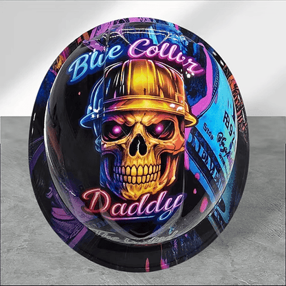 🔥 Blue Collar Daddy Hydro-Dipped Hard Hat | Industrial Rigid Impact-Resistant Safety Helmet with Full-Wrap Gloss Artwork