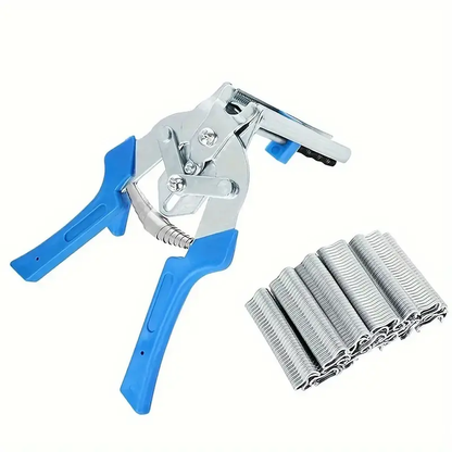 Heavy-Duty Carbon Steel Hog Ring Gun Kit with 600 M-Clips | Multi-Purpose Fence & Cage Fastening Tool