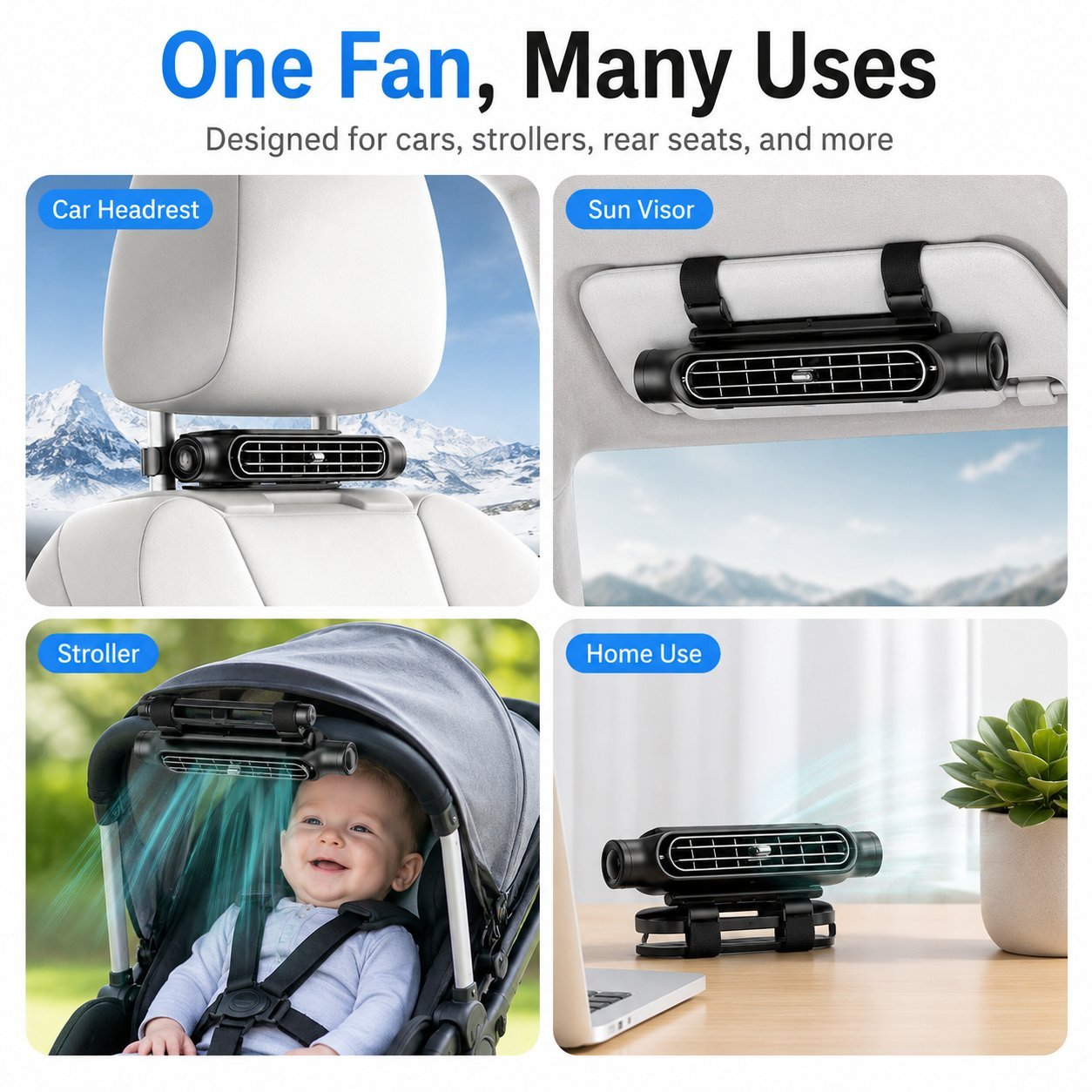 🔥Summer Hot Sale 49% OFF🚗❄️2026 Bladeless Car Seat Fan with LED Display & 360° Rotation