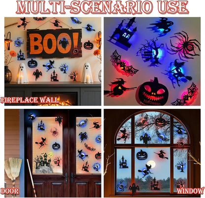 🔥 LAST DAY 50% OFF | 8-Pack Halloween LED Silhouette Wall Lights – Battery-Powered Peel & Stick Decor