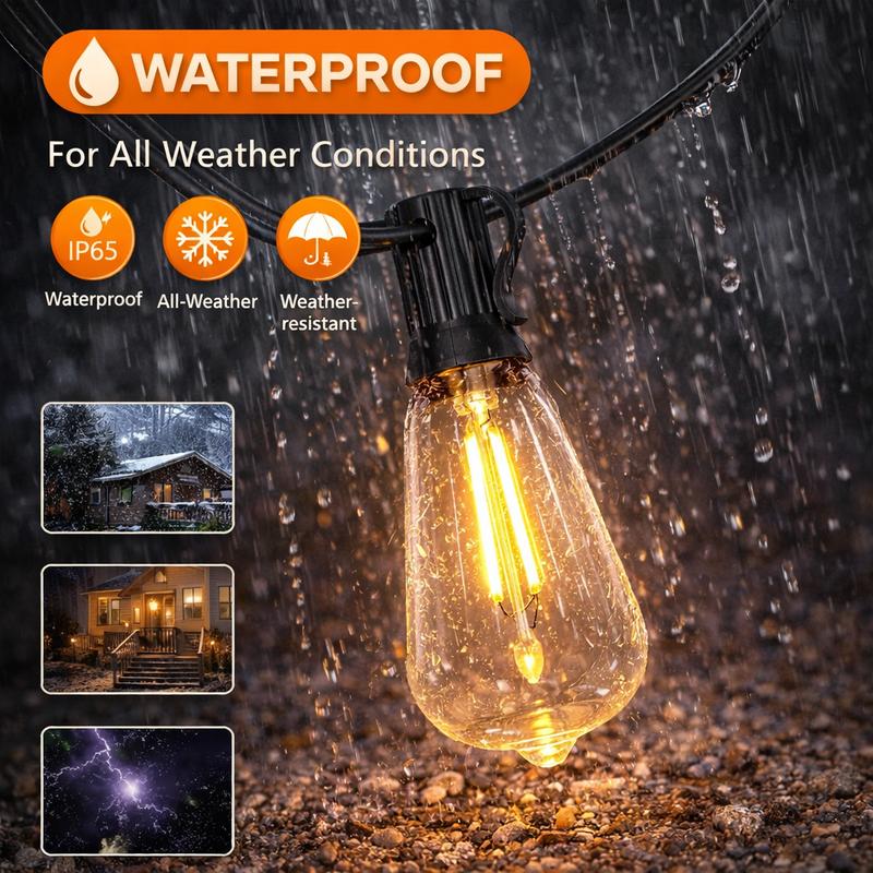 Solar String Lights, Light Sensor Activated (Day Charge/Night Auto On), Waterproof & Shatterproof, 8 Modes with Dusk to Dawn and Dimmable