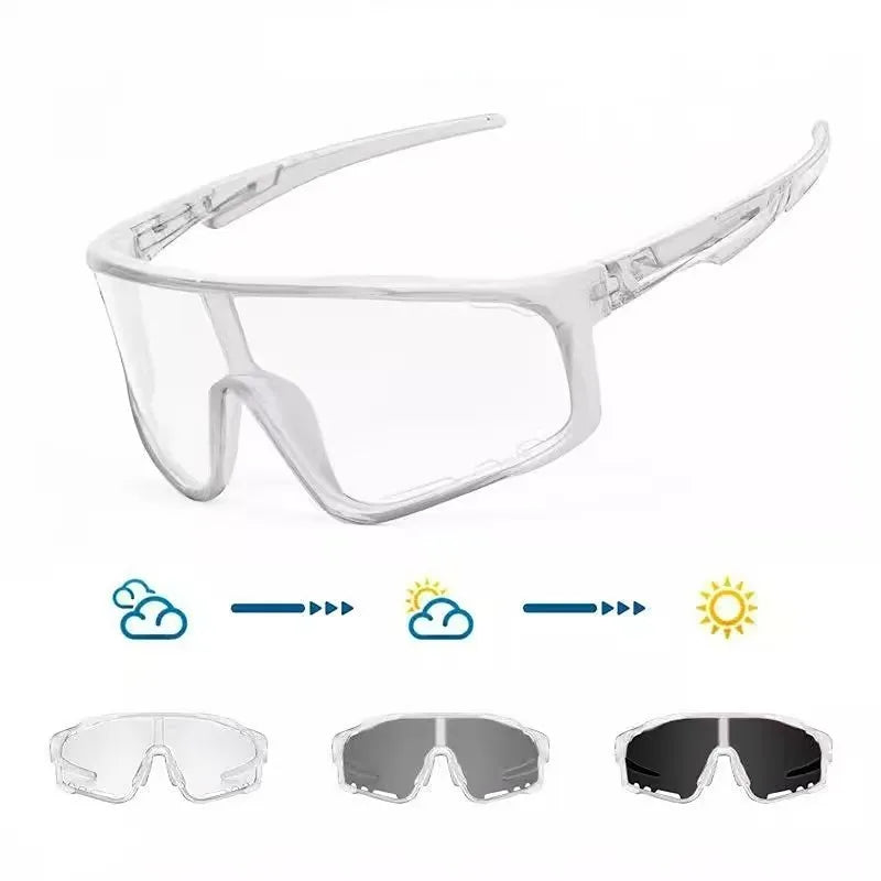 Unisex Photochromic Cycling Sunglasses - Windproof for Road Bike, Day and Night Outdoor Sports Use