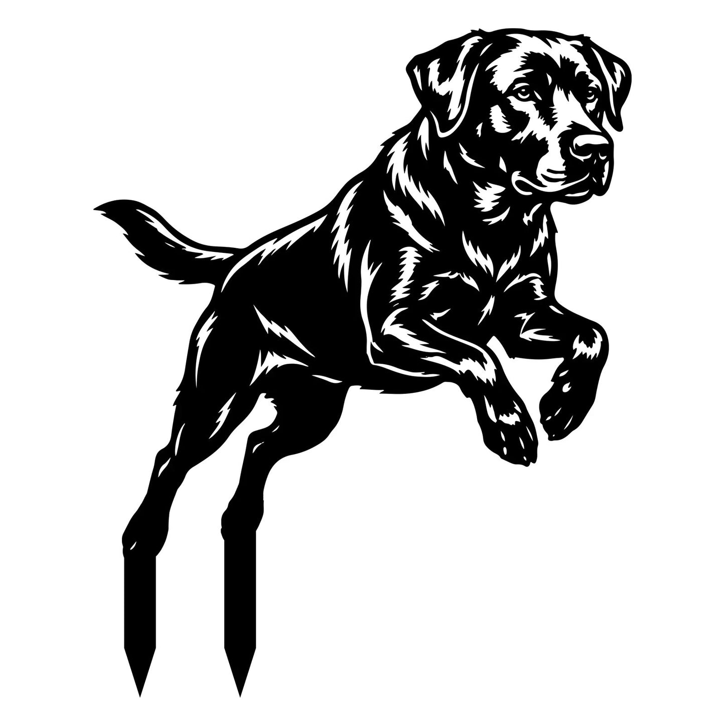 Two Poses Dog Retriever Metal Silhouette