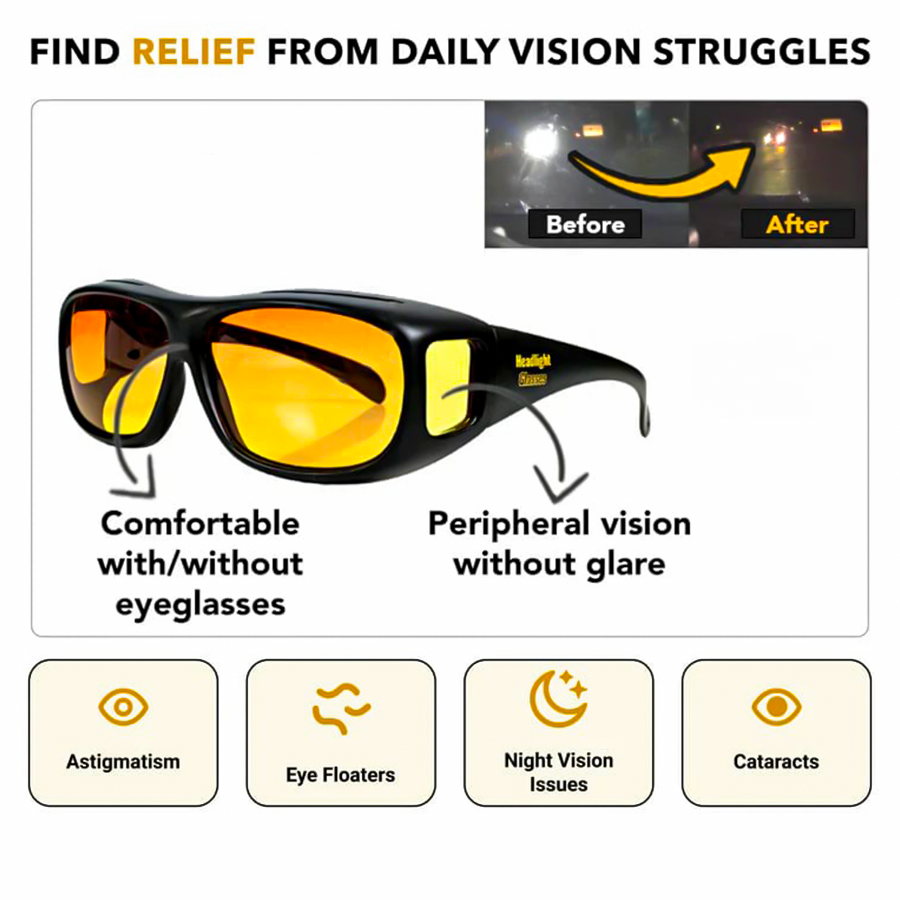 🛑 Stop Blinding Headlights! Drive Safer & Clearer Tonight 🚘✨ Night Vision Driving Glasses