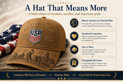 🎖️America 250 Commemorative Cap – 1776–2026 Limited Edition Patriotic Baseball Hat🧢(Breathable & Lightweight Comfort & Unisex Fit)