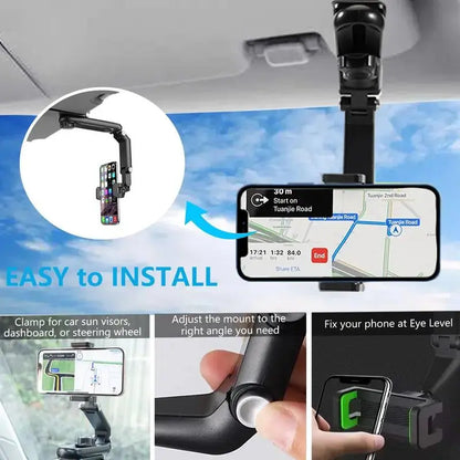 360° Rotating Sun Visor Phone Holder for Sun Visor Phone Holder for Car Multifunction with IPhone/Samsung/Android