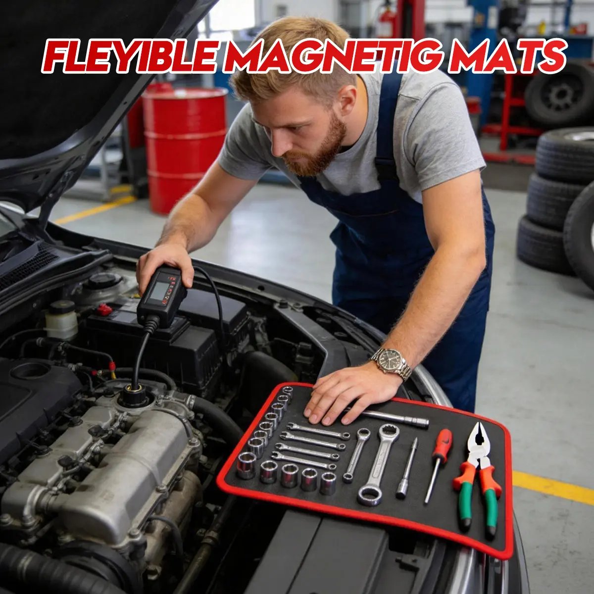 【❤️FathersDayGift】3PC Flexible Magnetic Tool Mat & Tray Holder - Magnetic Tool Tray