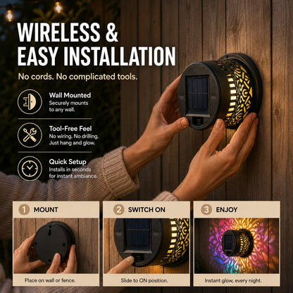 🌈✨ Mandala Solar Wall Lamp – Magical Patio Night Ambience🌼