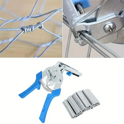 Heavy-Duty Carbon Steel Hog Ring Gun Kit with 600 M-Clips | Multi-Purpose Fence & Cage Fastening Tool
