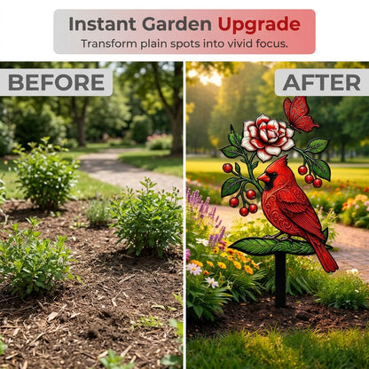 🐦Cardinal Art Garden Stake💥Buy 2 Free Shipping