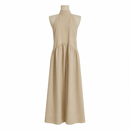 🔥Hot Sale🔥2026 Minimalist Halter Neck Maxi Dress | Casual Loose Fit Summer Dress with Pockets for Women