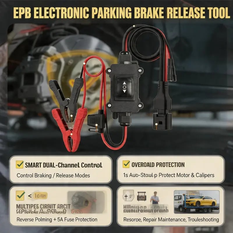 🔥Universal EPB Emergency Release Tool – 40A Fuse & Dual-Channel Forward/Reverse Control for Electronic Parking Brake