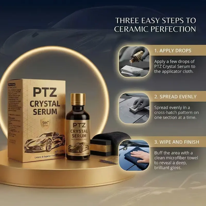 Crystal Serum 9H+ Ceramic Coating for Cars - 10X Harder Than Factory Paint, Ultra Hydrophobic Mirror Shine, Scratch & UV Protection, Long-Lasting Auto Detailing Kit
