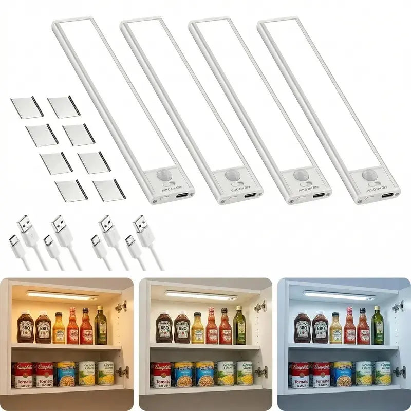Rechargeable Under Cabinet Lights with Remote, Motion Sensor Closet Light, 3 Color Temps Dimmable Magnetic Night Light