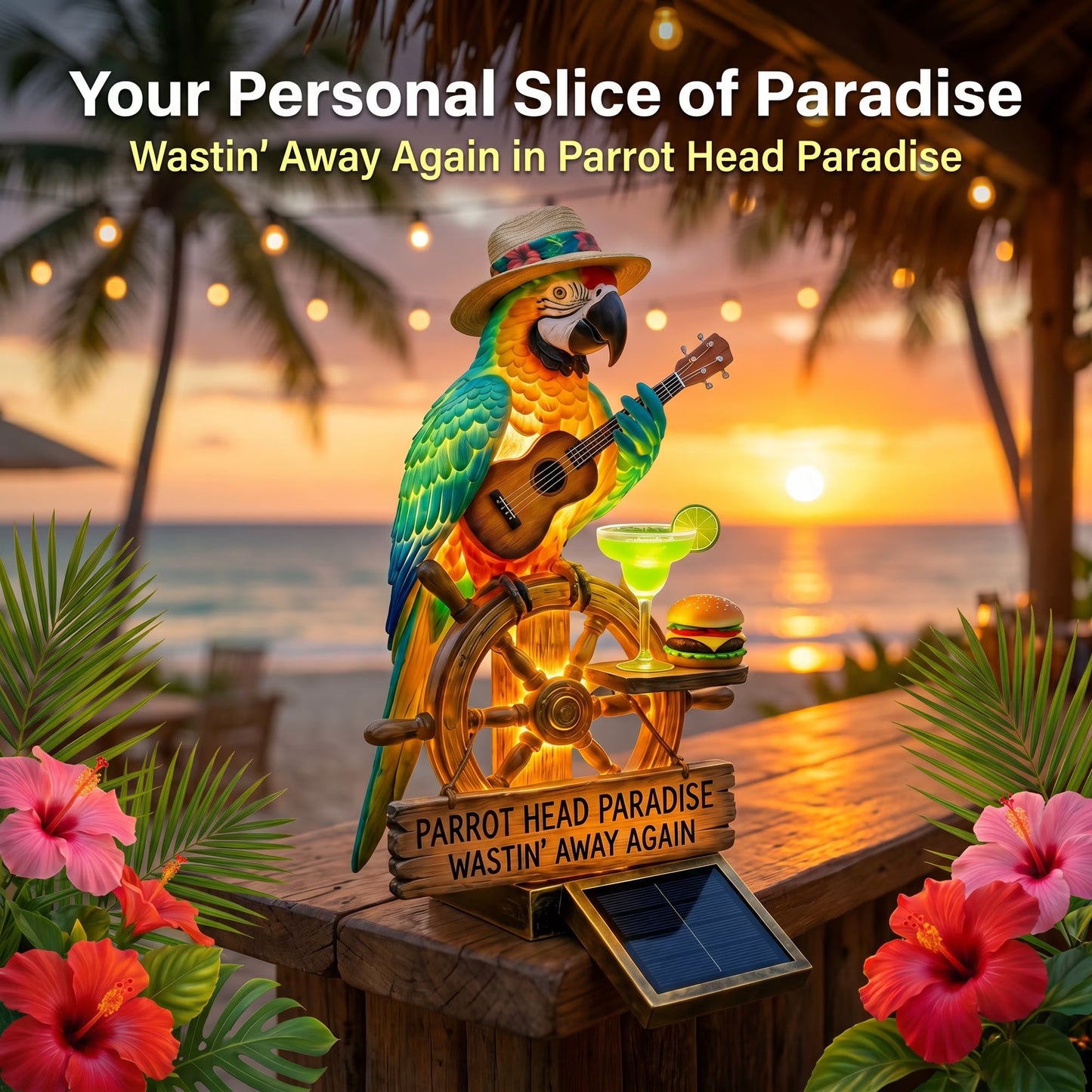 🔥Hot Sale 49% off 🌴 Solar Parrot Statue Light – Hawaiian Luau Tropical Garden Decor