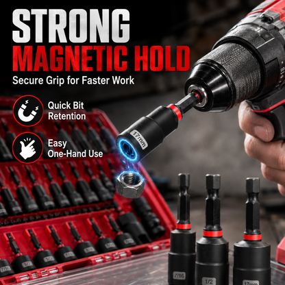 Magnetic Impact Nut Driver Set 55PCS – CR-V Steel Socket Tool Kit for Drill