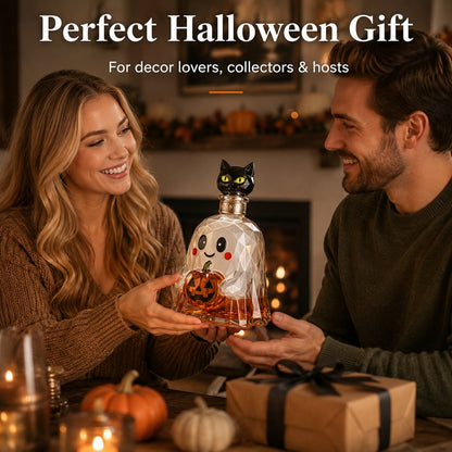 Ghost Pumpkin Halloween Decanter 🎃 Spooky Glass Whiskey Bottle