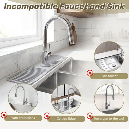 Extra‑long Silicone Sink Faucet Splash Guard Mat – Quick Drain & Drying Organizer