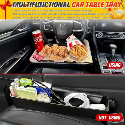 🚗 2-in-1 Car Desk Tray – Steering Wheel Workstation + Side Seat Storage Pocket