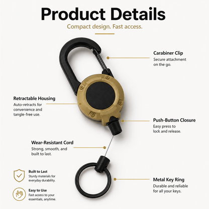 ✨Heavy‑Duty Retractable Keychain