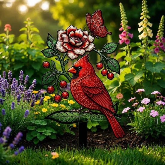 🐦Cardinal Art Garden Stake💥Buy 2 Free Shipping