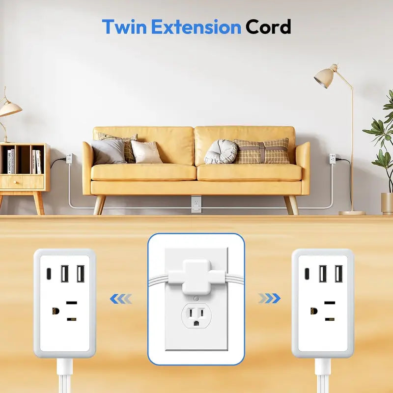 NTONPOWER Twin Extension Cord Splitter