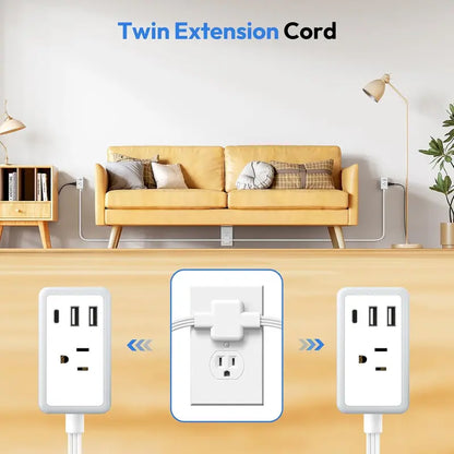 NTONPOWER Twin Extension Cord Splitter