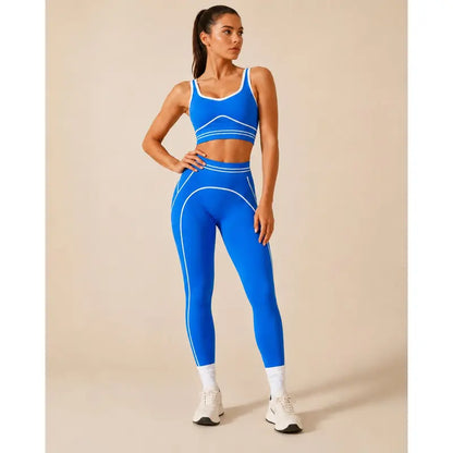 Women's High-Waisted Athletic Yoga Pants Set - Fitness Outfits, Modern Sportswear, Butt-Lifting Tight-Fitting Gym Training, Outdoor Tennis Clothes