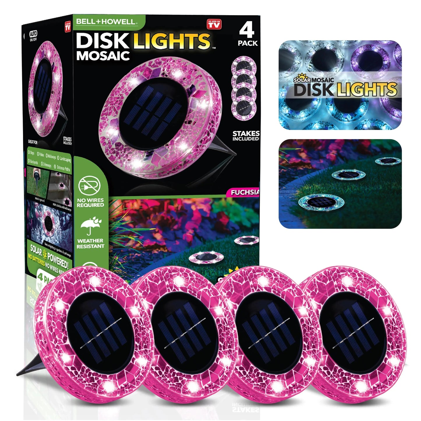 ✨Solar Outdoor Mosaic Disk Lights, Waterproof Decorative Pathway LED Light
