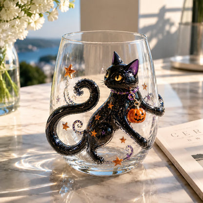 🎃 3D Halloween Artisan Glass Cups, Festive Parties & Cozy Fall Home Bar Vibes