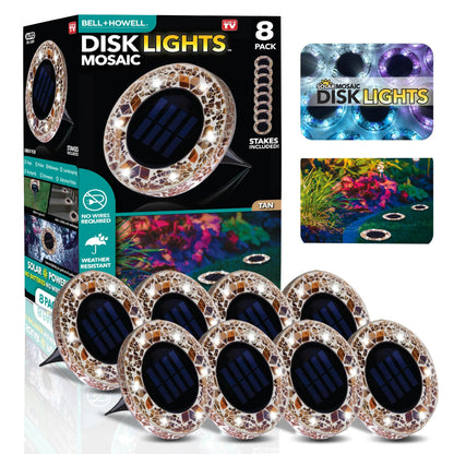 ✨Solar Outdoor Mosaic Disk Lights, Waterproof Decorative Pathway LED Light