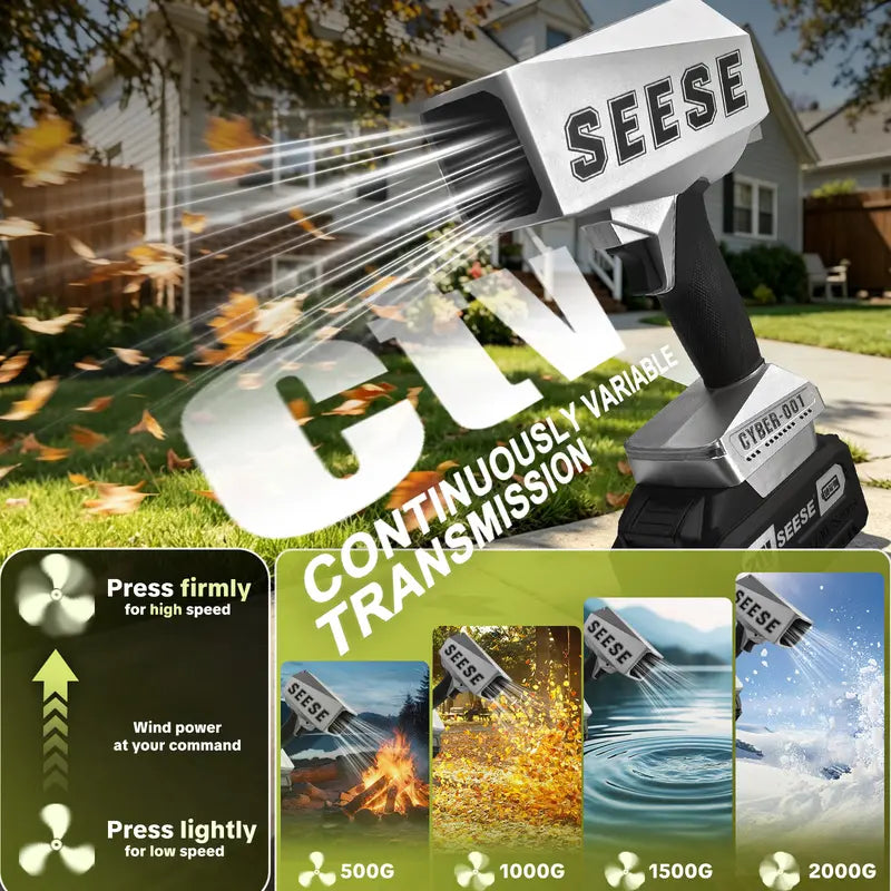 SEESE 2000G Cyber Cordless Leaf Blower Violent TurboFan-120 MPH+BrushlessPure Copper Motor Jet Fan