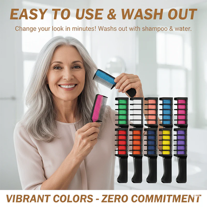🌈HOT SALE 50% OFF – 10 Color Hair Chalk Comb Set | Instant Rainbow Hair Without Damage